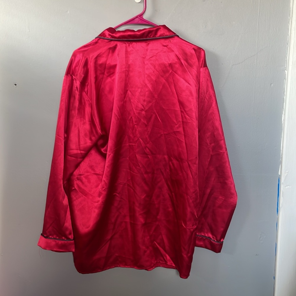 Vintage Gilligan & O’Malley Women’s M Red Two Piece Polyester Sleep set grandma - Picture 11 of 11